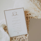 Tijdloze wijnstokken Beige Monogram Bruiloft Crest Kaart