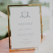 Tijdloze Wijnstokken Stoffig Blauw Kam Favor Sign Poster