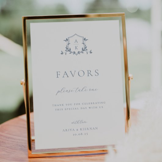 Tijdloze Wijnstokken Stoffig Blauw Kam Favor Sign Poster