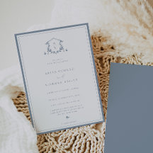 Tijdloze Wijnstokken Stoffig Blauw Monogram Bruilo