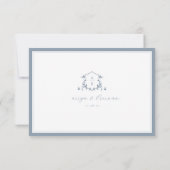 Tijdloze Wijnstokken Stoffig Blauw Monogram Bruilo RSVP Kaartje (Achterkant)