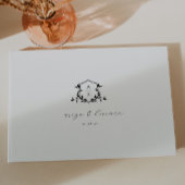 Tijdloze wijnstokken zwart crest bruiloft monogram gastenboek