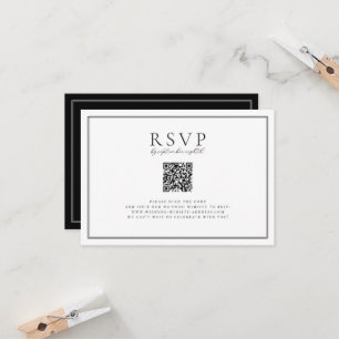 Tijdloze wijnstokken Zwart Crest QR code Kaart