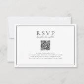 Tijdloze wijnstokken Zwart Crest QR code RSVP Kaartje (Voorkant)