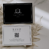 Tijdloze wijnstokken Zwart Crest QR code RSVP Kaartje