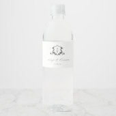 Tijdloze wijnstokken zwart Monogram Crest Waterfles Etiket (Voorkant)