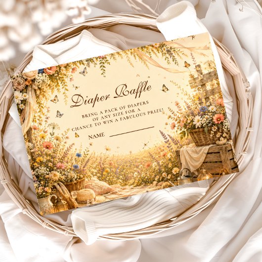Tijdloze Wilde Bloem Boho Luier Raffle Informatiekaartje