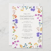 Tijdloze Wildflower Soft White Engagement Party Kaart (Voorkant)