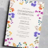 Tijdloze Wildflower Soft White Engagement Party Kaart