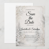 Tijdloze Winterwoud Elegantie Bruiloft Save The Date (Voorkant / Achterkant)