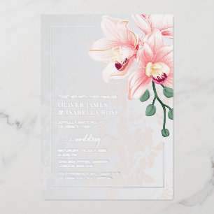 Tijdloze zachte roze orchidee bruiloft uitnodiging