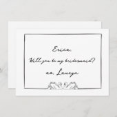 Tijdloze Zwaan Zwart & Wit Bruidsmeisje Voorstel Bedankkaart (Voorkant / Achterkant)