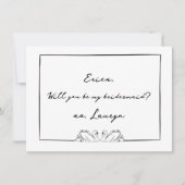 Tijdloze Zwaan Zwart & Wit Bruidsmeisje Voorstel Bedankkaart (Voorkant)