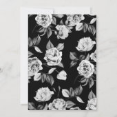 Tijdloze zwart-wit bloemen bruiloft uitnodiging (Achterkant)