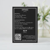 Tijdloze zwart-wit bruiloft details / RSVP-kaart Informatiekaartje (Staand voorkant)