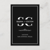 Tijdloze zwart-wit bruiloft details / RSVP-kaart Informatiekaartje (Achterkant)