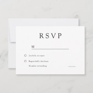 Tijdloze zwart-wit bruiloft RSVP kaartje