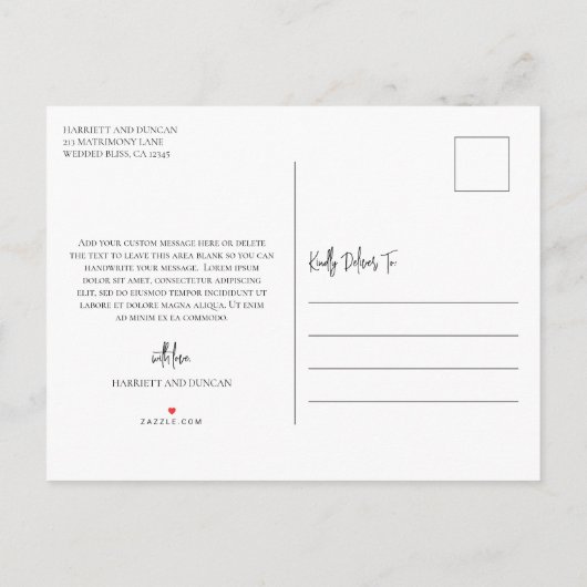 Tijdloze zwart-wit bruiloft Save the Date Aankondigingskaart (Achterkant)