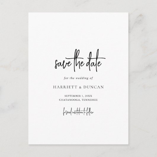 Tijdloze zwart-wit bruiloft Save the Date Aankondigingskaart (Voorkant)