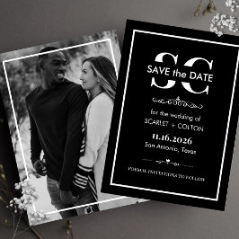 Tijdloze zwart-wit bruiloft Save the Date Kaart