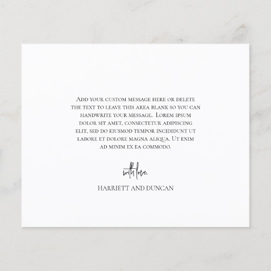 Tijdloze zwart-wit budget bruiloft Dank u (Achterkant)