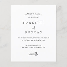 Tijdloze zwart-wit budget huwelijksuitnodiging