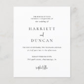 Tijdloze zwart-wit budget huwelijksuitnodiging (Voorkant)