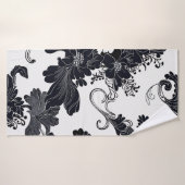 Tijdloze zwart-wit elegante bloemen badhanddoek (Badhanddoek)