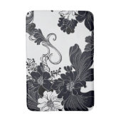 Tijdloze zwart-wit elegante bloemen badmat (Voorkant Verticaal)