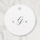 Tijdloze zwart-wit elegante bruiloft bedankjes labels (Achterkant)