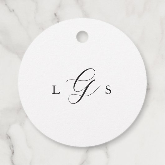 Tijdloze zwart-wit elegante bruiloft bedankjes labels (Achterkant)