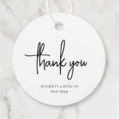 Tijdloze zwart-wit elegante bruiloft bedankjes labels (Voorkant)