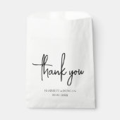 Tijdloze zwart-wit elegante bruiloft bedankzakje (Voorkant)