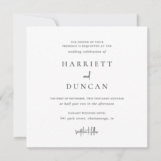 Tijdloze zwart-wit elegante bruiloft kaart (Voorkant)