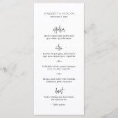 Tijdloze zwart-wit elegante bruiloft menu (Voorkant)