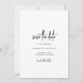 Tijdloze zwart-wit elegante bruiloft save the date
