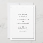 Tijdloze zwart-wit elegante bruiloft save the date (Voorkant)