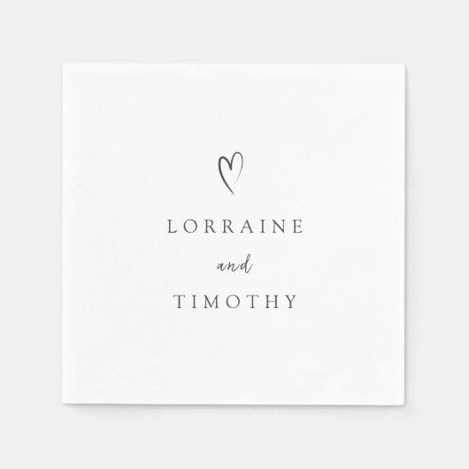 Tijdloze zwart-wit elegante bruiloft servet (Voorkant)
