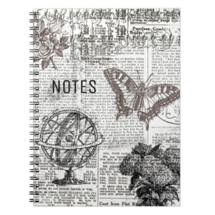 Tijdloze zwart-wit Ephemera Notitieboek