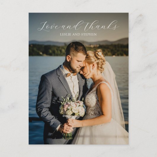 Tijdloze zwart-wit foto bruiloft Dank u Briefkaart (Voorkant)