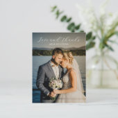 Tijdloze zwart-wit foto bruiloft Dank u Briefkaart (Staand voorkant)