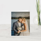 Tijdloze zwart-wit foto Elegante bruiloft Bedankkaart (Voorkant)