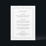 Tijdloze zwart-wit gastennaam Modern Wedding Menu<br><div class="desc">Moderne huwelijksmenu's met een eenvoudig maar elegant ontwerp met je monogram bovenaan en je details omringd door een rand. Gebruik de sjabloon om elke gastennaam toe te voegen en de plaatskaarten over te slaan.</div>