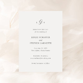 Tijdloze Zwart-Wit Monogram Elegante Trouwdag Save The Date
