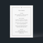 Tijdloze zwart-wit monogram moderne bruiloft menu<br><div class="desc">Moderne huwelijksmenu's met een eenvoudig maar elegant ontwerp met je monogram bovenaan en je details omringd door een rand.</div>
