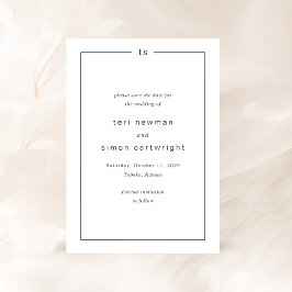 Tijdloze Zwart-Wit Monogram Moderne Trouwdag Save The Date