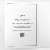 Tijdloze zwart-wit QR-code Elegante bruiloft Drieluik Uitnodiging (Binnenzijde eerst)