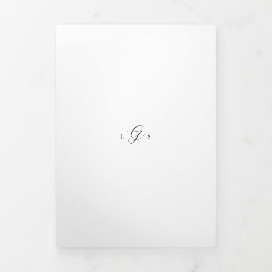 Tijdloze zwart-wit QR-code Elegante bruiloft Drieluik Uitnodiging (Cover)