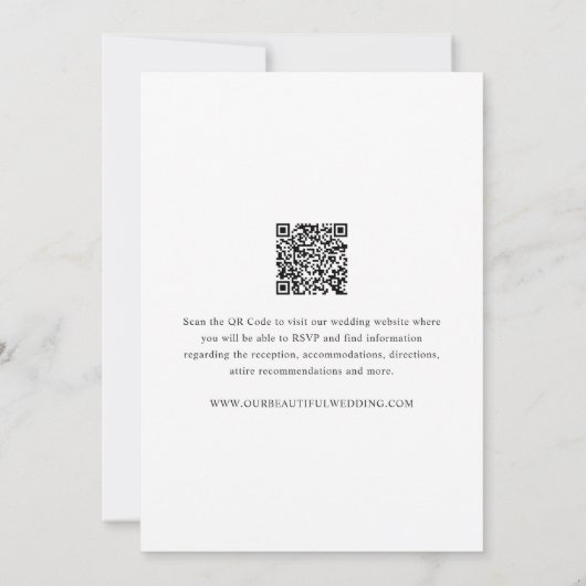 Tijdloze zwart-wit QR-code Elegante bruiloft Save The Date (Achterkant)