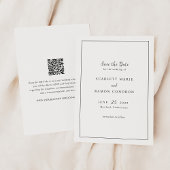 Tijdloze zwart-wit QR-code Elegante bruiloft Save The Date